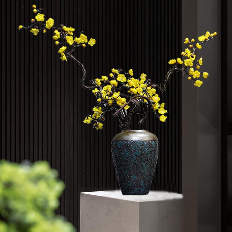 新中式现代轻奢覆古陶瓷花瓶摆件客厅H玄关酒店腊梅插花Z样板房装