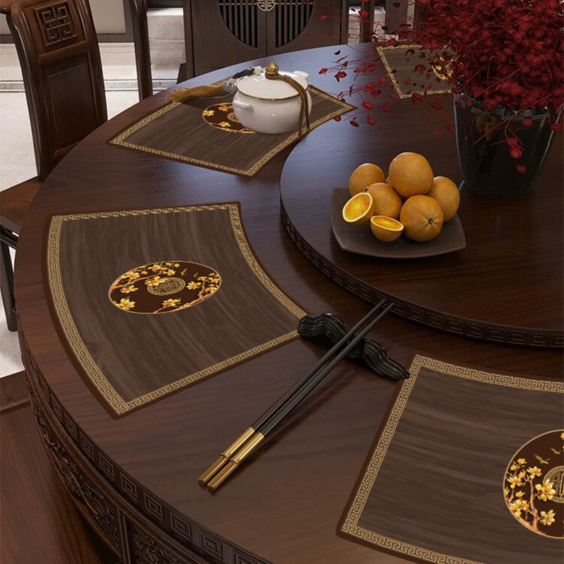 新中式扇形餐f垫防烫防水防油免洗碗垫轻奢西餐隔热餐桌垫餐盘垫