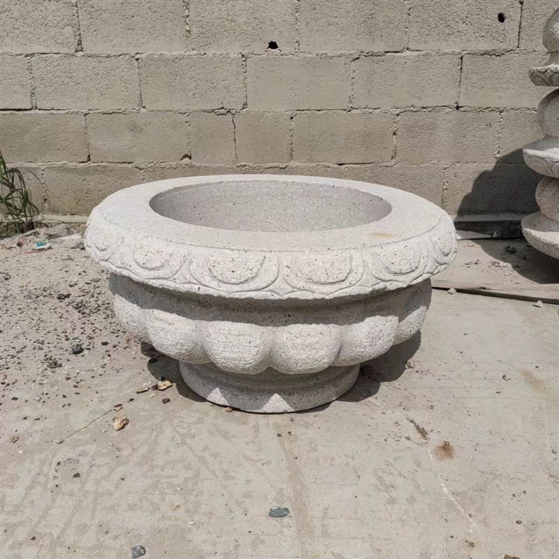 欧式花盆石雕花钵户外小区黄锈石广场M别墅公园庭院园林石材