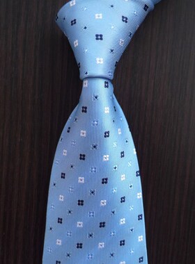 浅蓝色领带男学院风 韩版潮流正装商务8cm手打款易拉得免打结拉链