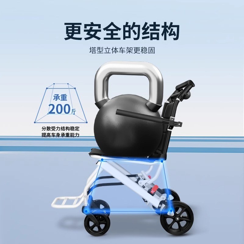 源头工厂手动轮椅轻便折叠老人残疾人四轮代步超轻旅行小型手推车