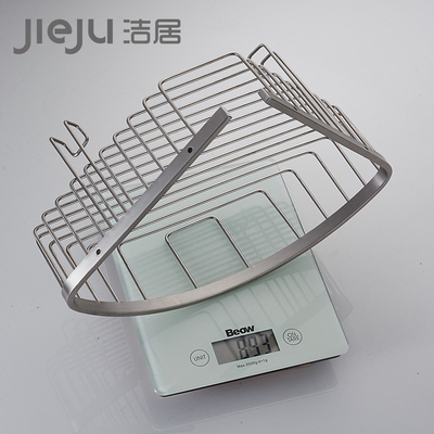 免打孔304不锈钢拉丝双层角篮洗手间淋浴转角篮卫生间网篮置物架