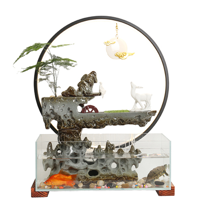 流水喷泉招财摆件办公室桌面中式景观水循环转运生财鱼缸开业礼物