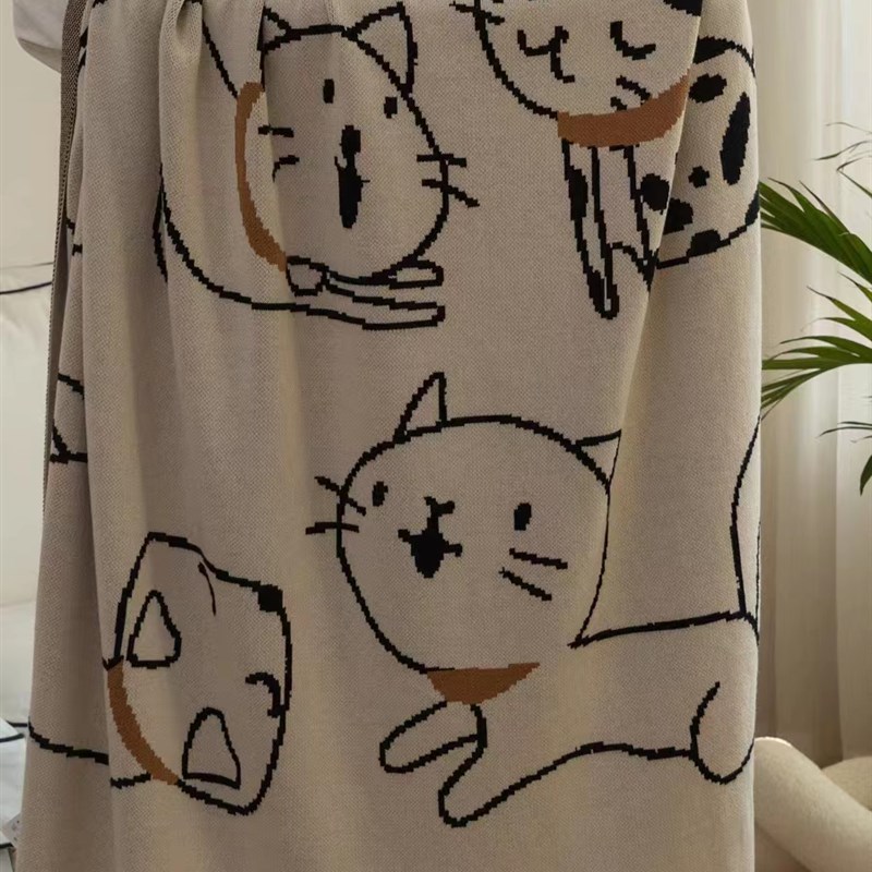 领养之家/小猫咪盖毯素色沙发巾床尾毯床