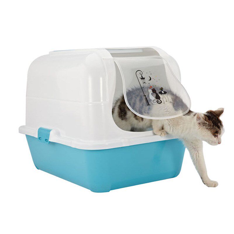 全封闭式猫砂盆大号防臭前进出掀盖猫厕所松木网格猫沙盆宠物用品