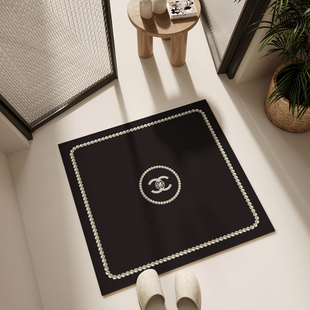 正方形浴室地垫黑色硅藻泥v厕所防滑垫卫生间门口地毯吸水防滑脚