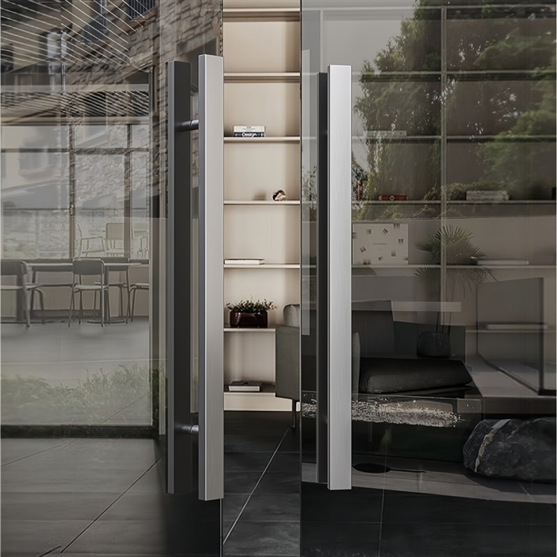 加厚玻璃门拉手不锈钢黑色大门把手酒店包厢双开门拉手木门长拉手