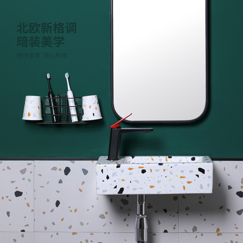 小户型挂墙式洗手盆卫生间转角角盆迷你洗脸盆阳台拐角左右边挂盆