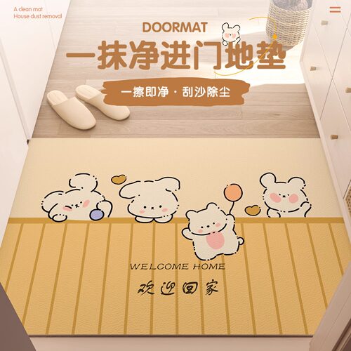 入户门地垫进门门垫门口脚垫pvc奶油风卡通O耐脏地毯可擦免洗家用