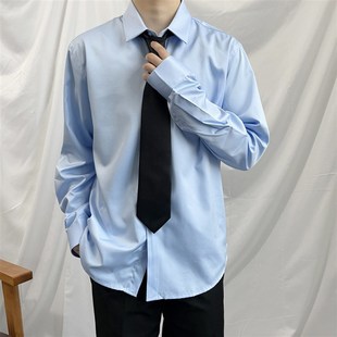 上野 dk衬衫基础款男生衬衫学院风 百搭衬衣长袖套装jk班服浅蓝