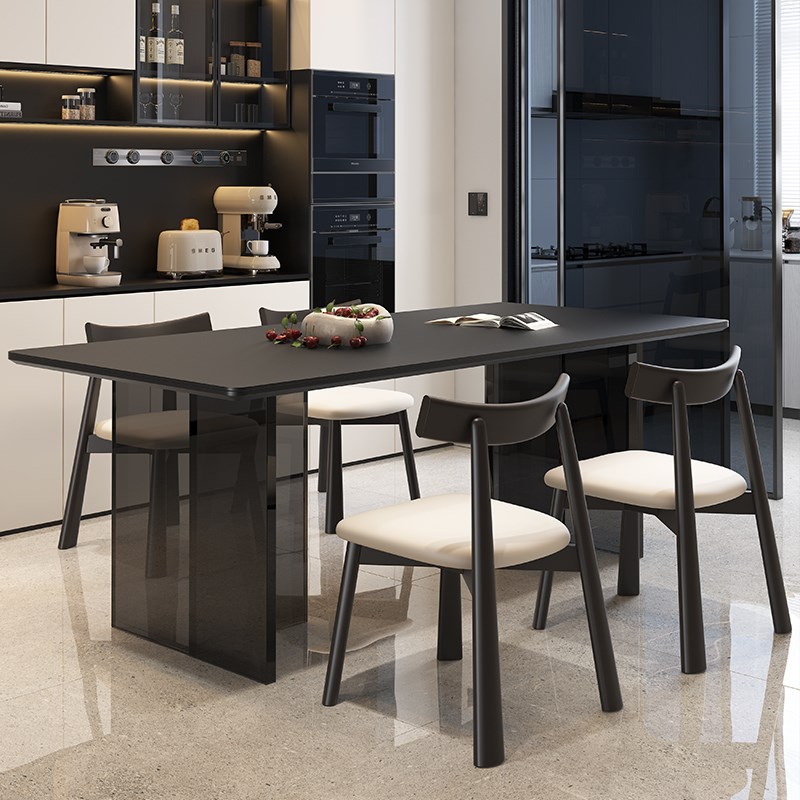 网红悬浮款岩板餐桌椅新款小户型家用现代简约长方形亚克力吃饭桌