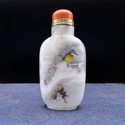 名家 天然水晶 鼻烟壶内画 收藏 商务特色 摆件把玩升值