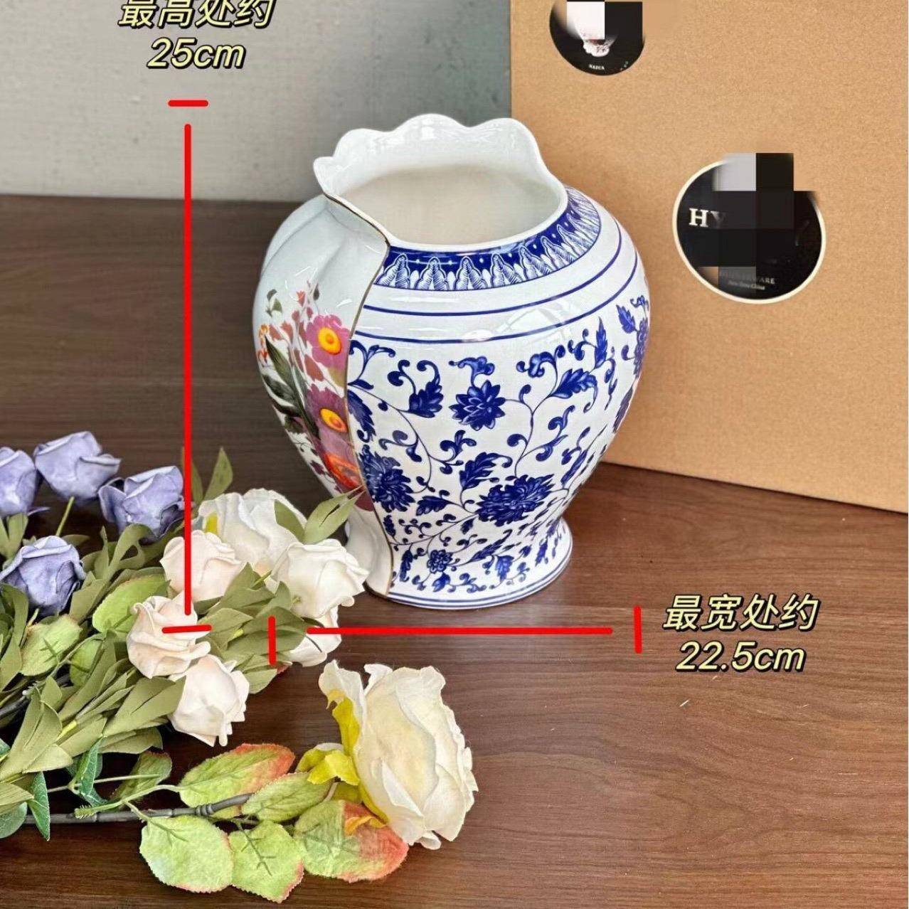 意大轻小众玄关陶瓷中西合璧花XTQ客瓶高级感摆利件厅插奢花