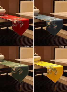 桌结旗FS759102轻奢婚红色中式禅意茶桌垫布几茶旗茶台桌布新床旗