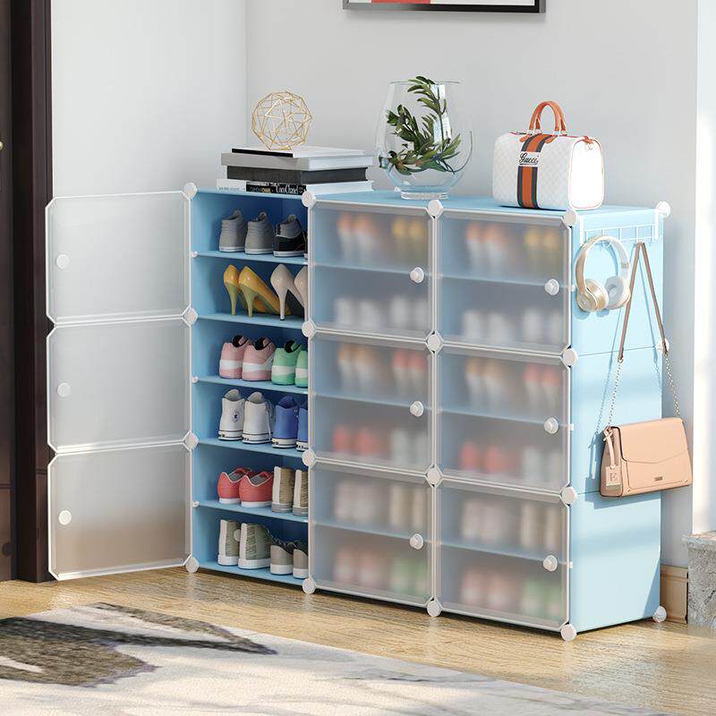 关鞋家用门口玄柜阳台储物柜塑料组现装经济型柜大容量简浅蓝约代