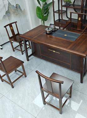 家新中茶桌实木功夫泡茶客几式桌椅组合阳台办公室用厅茶QIO台厂