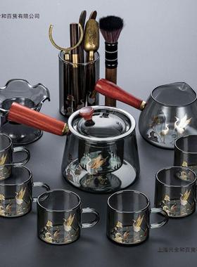 烟灰色玻璃餐茶具套家用轻PXS奢高装档透明茶套壶办公室泡茶喝茶