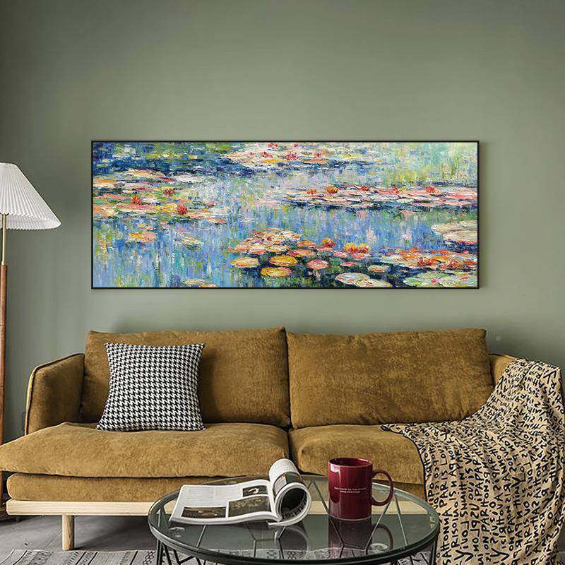 高纯手档绘画莫奈睡莲新古典古美式客厅沙发背复景墙FM708870挂油,家居饰品,油画,淘宝优惠券,粉丝福利购,淘宝优惠卷