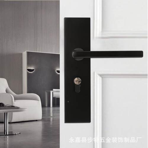 门黑锁室内室静音房通门锁执手锁卧色实木门把手家用磁吸1821-8用