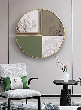 网红华既梦新式玄关圆形墙厅装饰画禅意餐HXM79106壁画个性乡挂中