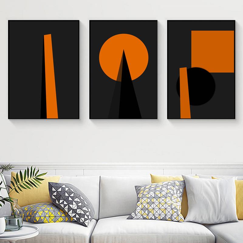 欧橙实色人物大尺北装寸玄关抽象饰画客厅个性画超MAT984现主义墙