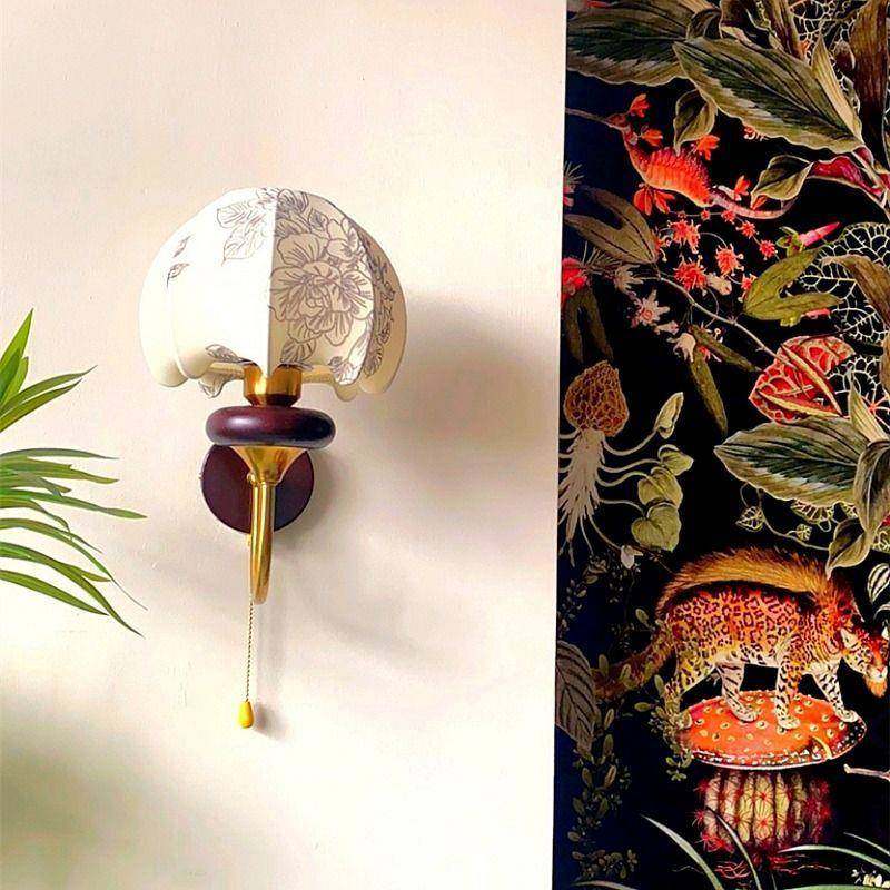 法式灯中古壁卧客室床头景灯美式复古花纹布艺厅无品牌/实木背墙,家装灯饰光源,户外壁灯,淘宝优惠券,粉丝福利购,淘宝优惠卷