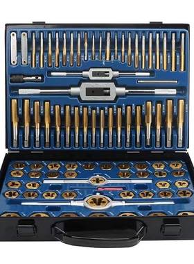 6件公制板英制ATQ丝锥牙套8装手用丝攻扳手板牙绞手公丝攻组合制