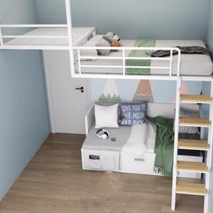 W7铁艺床定制高隔床店铺层公寓吊床阁楼床复式架上下铺二层608813