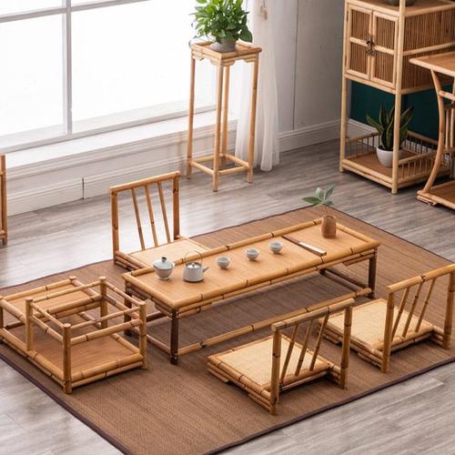 飘窗小桌子日式榻榻米茶几家用阳台茶桌椅组合民宿禅意矮桌炕桌藤