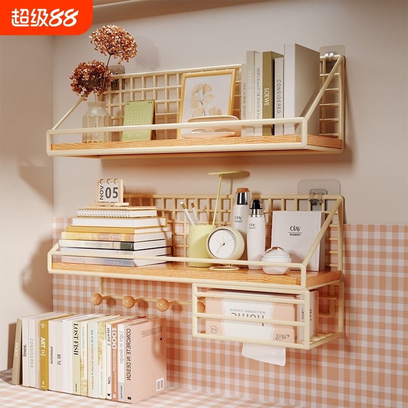 免打孔墙上置物架床头宿s舍学生寝室收纳架子上铺神器床上床边挂