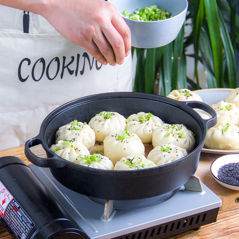 铁板烧盘家用铸铁卡式炉烤t盘瓦斯灶烤肉盘户外烧烤盘商用不粘铁