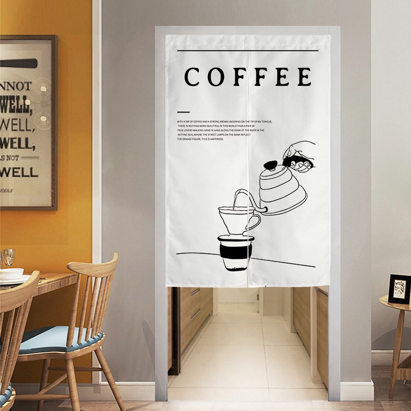 咖啡店门帘布帘隔断帘定制厨房挂帘专用免打孔半截短帘网红西餐厅