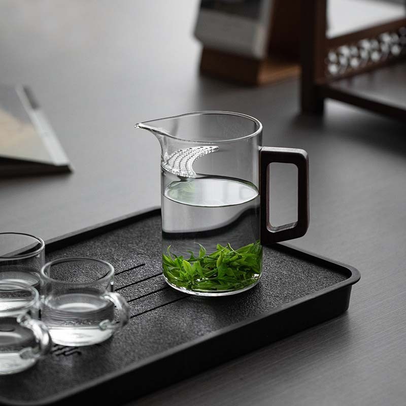 日式耐热玻璃茶壶日式月牙过滤泡茶器茶漏一体公道杯功夫茶具