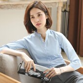 j新款 半袖 中袖 女士白色衬衫 七分袖 职业装 正装 工作服女士职业衬衣