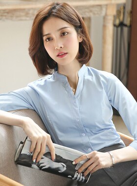 女士白色衬衫 j新款中袖七分袖职业装半袖正装工作服女士职业衬衣