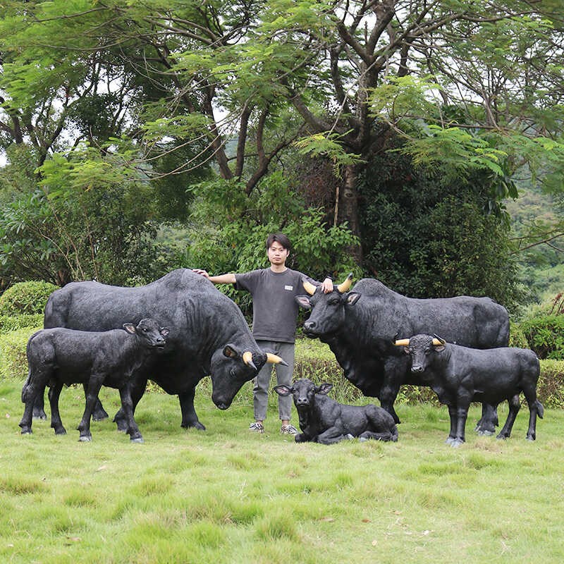 户外真黄牛雕塑农场牛肉店农耕装饰摆件玻璃钢大型写实动物模型