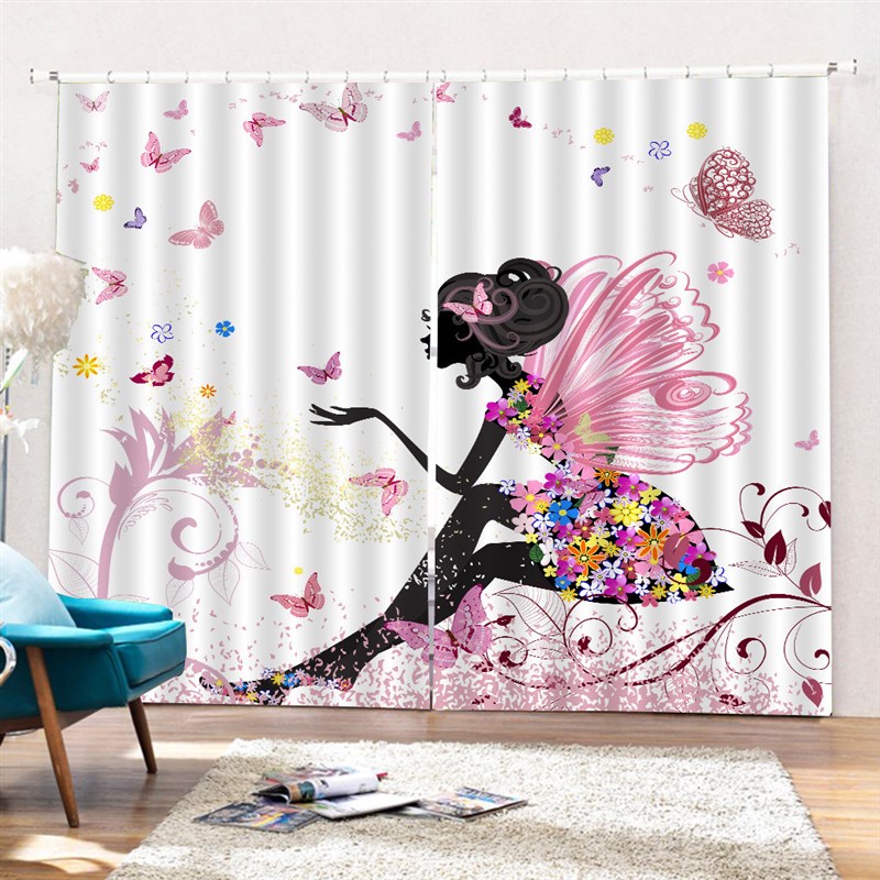 粉红少女遮光窗帘成品空调窗帘装饰房来图定制订做窗帘厂家