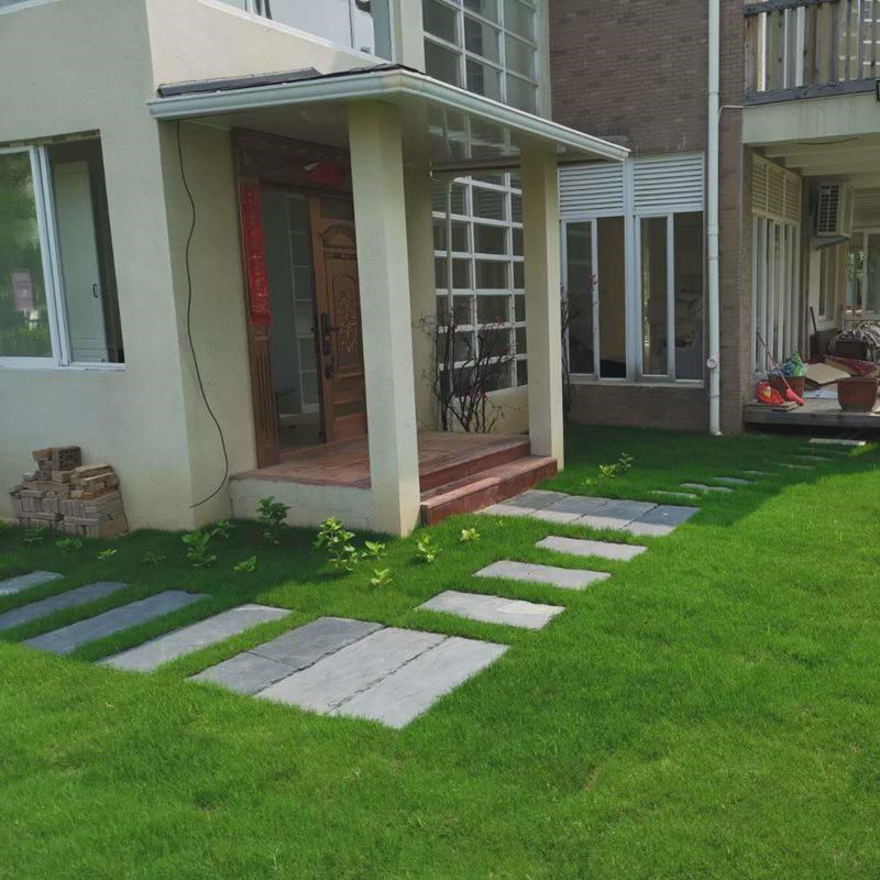 新款石草坪青石板园林户外地砖铺路黑色脚踏石材庭院花园垫脚