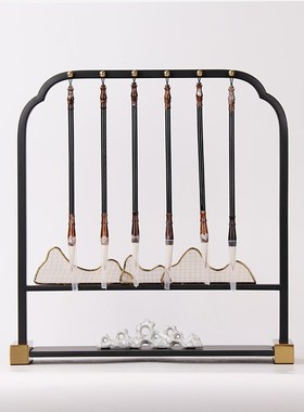 新中式禅意书房摆件办公室样板房间毛笔架现代简S约笔挂书桌装饰