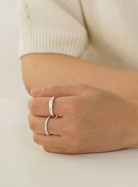 简约指环 扭纹生麻花新款感冷淡风戒指女ZA高级P潮流2024年戒食指