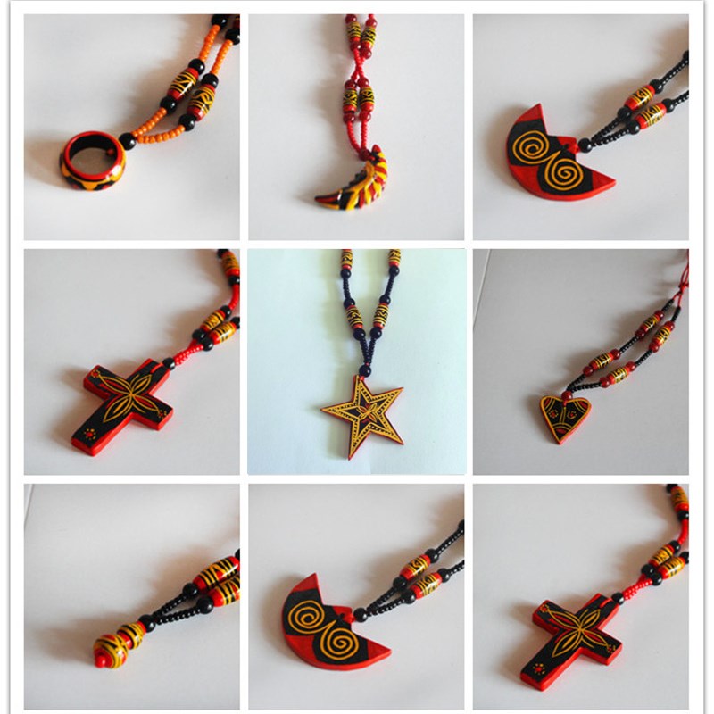 大凉山彝族项链葫芦坠子男款漆器红黄黑珠装M饰品民族特色首饰包