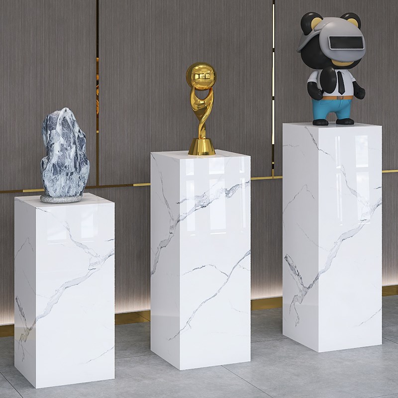 大理石纹雕塑工艺品岩板摆件底座展示台酒店展厅会所客厅装饰摆设