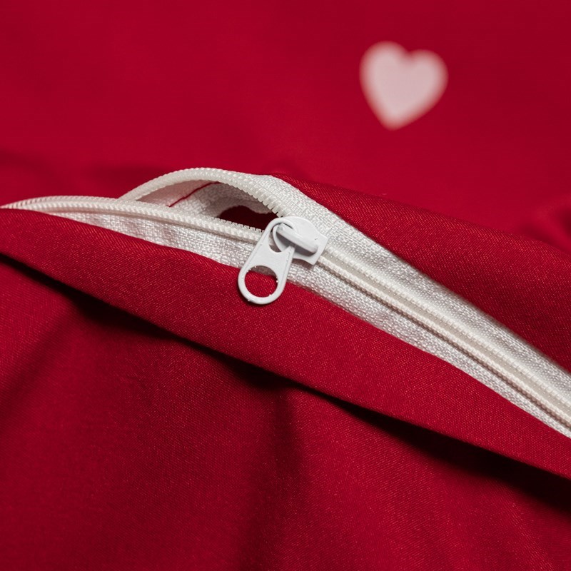 大红色婚庆四件套结婚网红被套床单水洗棉简约纯色床上新婚被罩