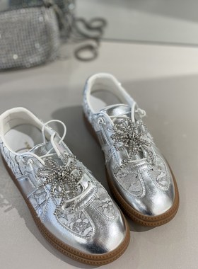2025新款网面透气板鞋厚底亮片德训鞋女鞋259-36(J2)