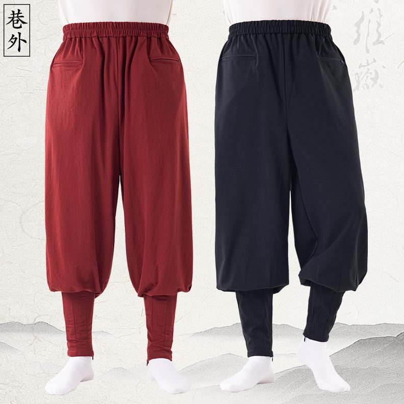 裤弹人禅修僧麻冰丝衣裤绑腿巷外收脚裤和尚僧僧服僧免绑春夏免裤