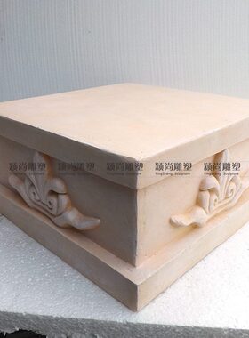 落地雕塑摆件面罗马柱欧式四纹浮雕增高家居装饰品花底座四方座子