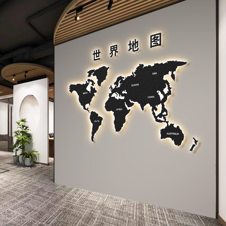 墙立体发光墙上现代简约铁艺办公室装饰金属墙面创意挂件