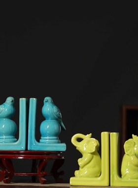 陶瓷动物书托,书架,书夹,书夹,固定书桌,动物饰品,新R的中国风创