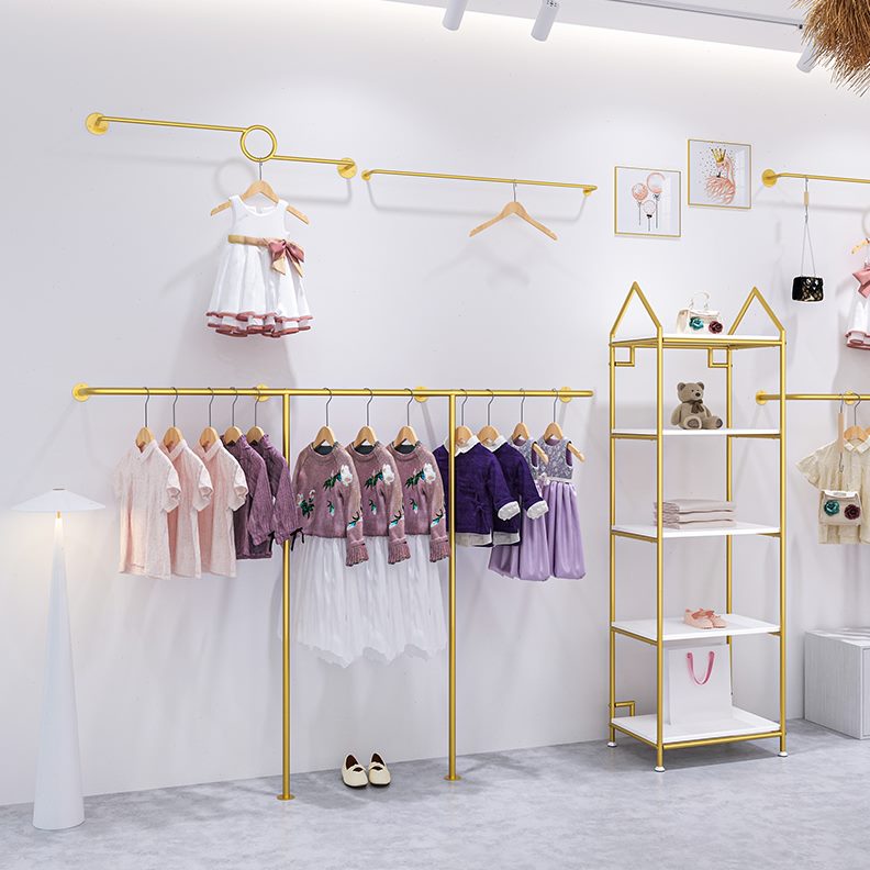 衣服挂儿童鞋陈列包架上童装店展示架服装店货架架组合衣架墙金色