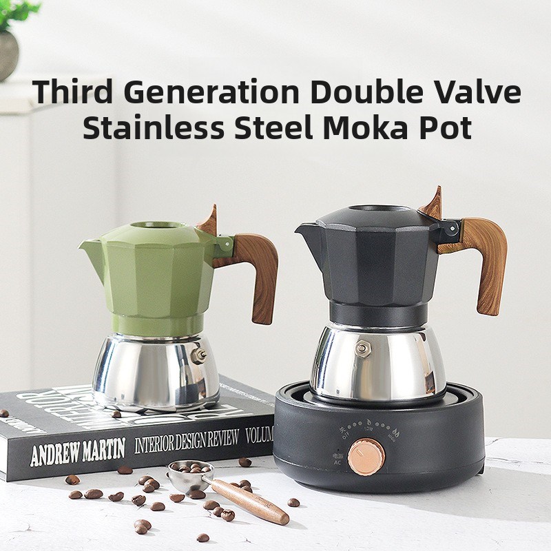 亮照双阀摩卡壶家用小型浓缩咖啡手D冲泡壶户外便携式咖啡机咖啡